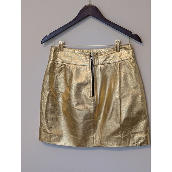 Zara Woman Gold Foil Mini Skirt with Pockets - Size Small - Picture 5 of 9